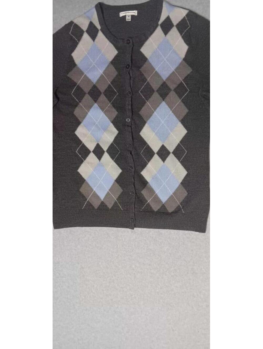 Croft And Barrow Argyle Long Sleeve Button Up Cardigan Womens Size Medium... - Picture 11 of 12